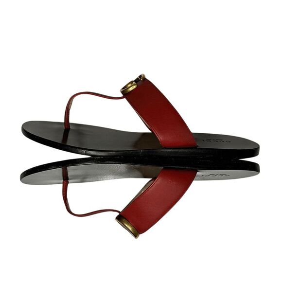Gucci Marmont GG Thong Sandals Red Leather EU 37.5 US 7.5 w/ Box & Dust Bag - Picture 5 of 10